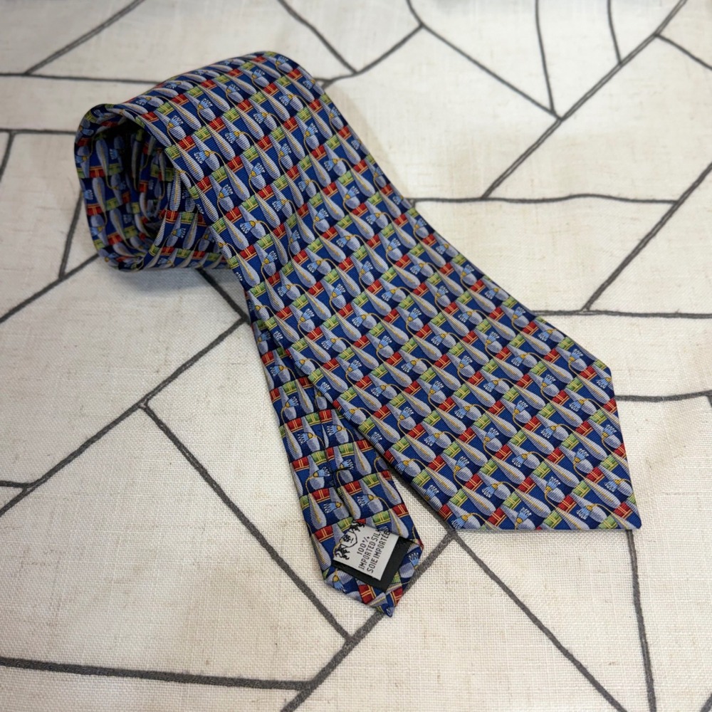 The Metropolitan Museum of Art Silk Tie One Size Blue Egyptian Papyrus Pattern